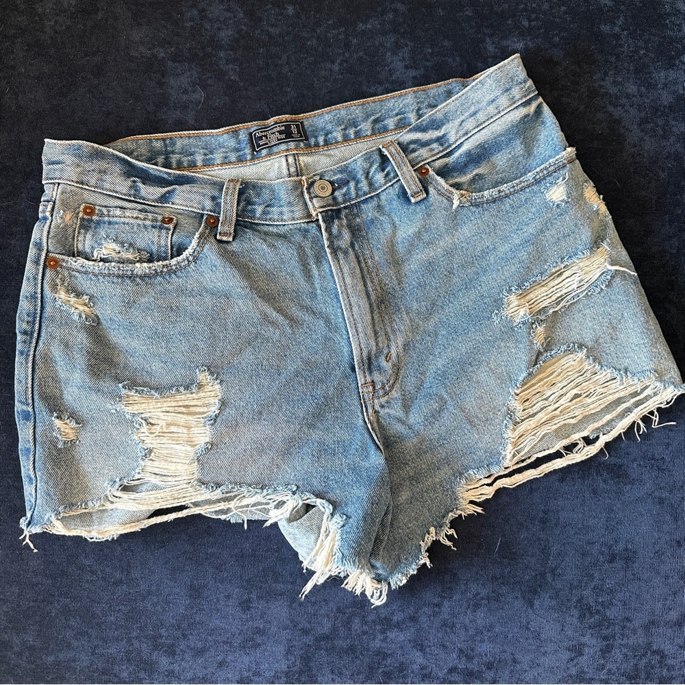 Abercrombie & Fitch Distressed Annie High Rise Jean Shorts